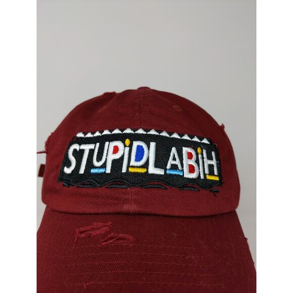 StupidLaBih Slideback Hat Embroidered Logo Kbethos Vintage Cap Red - Picture 3 of 10